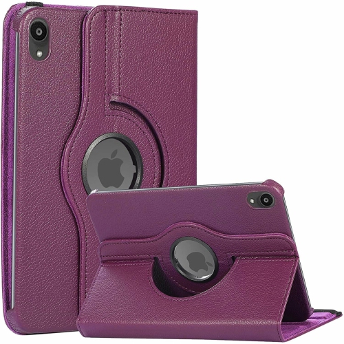 CC  Topsave 360 Rotating Pu Leather Tablet Case Cover for Apple Ipad Mini 6 In Purple