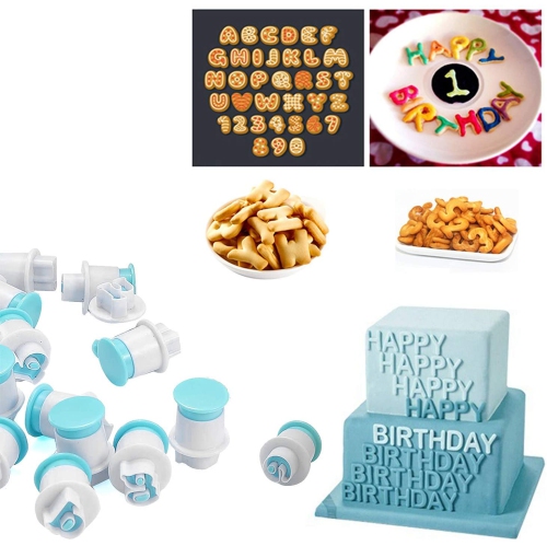 52 Pieces Fondant Letter Cutters, Plastic Alphabet Cake Mold Decorating Tools, Embosser Cutter Cookie Stamp Impress, Uppercase Lowercase DIY Sugar