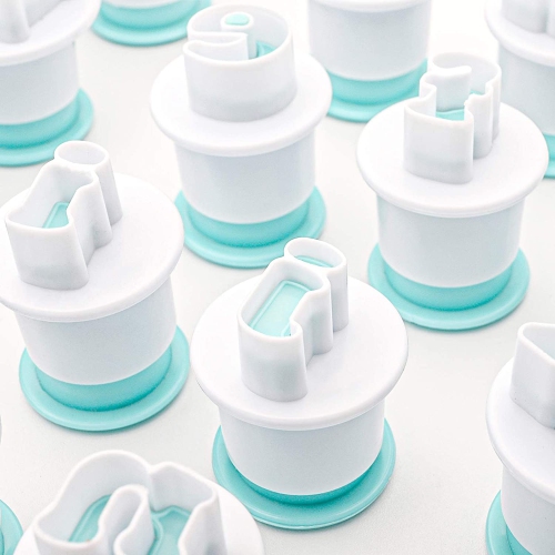 52 Pieces Fondant Letter Cutters, Plastic Alphabet Cake Mold Decorating Tools, Embosser Cutter Cookie Stamp Impress, Uppercase Lowercase DIY Sugar