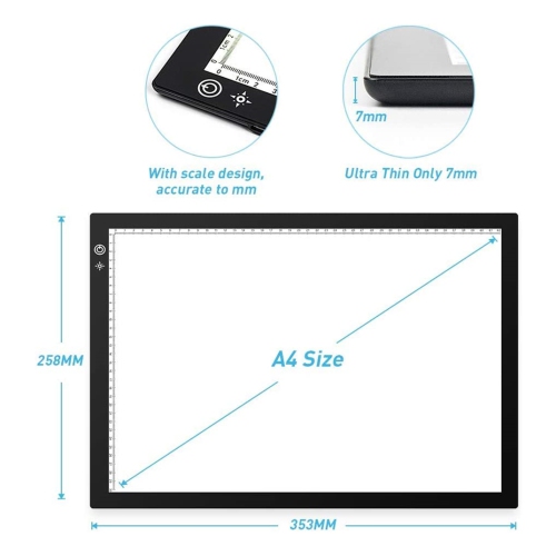 NIERBO A4 LED Light Tablet Glowing Board for Drawing, Led Light Tablet for Drawing Sketches, Artists, Draw, Animation