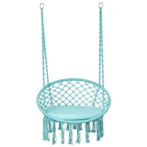 Topbuy Hammock Chair Macrame Swing Knitted Mesh Rope Hanging Hardware Kit for Indoor Outdoor Beige/Black/Turquoise/Grey