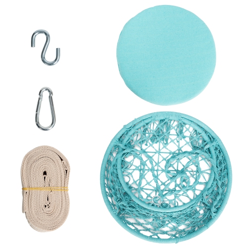 Topbuy Hammock Chair Macrame Swing Knitted Mesh Rope Hanging Hardware Kit for Indoor Outdoor Beige/Black/Turquoise/Grey