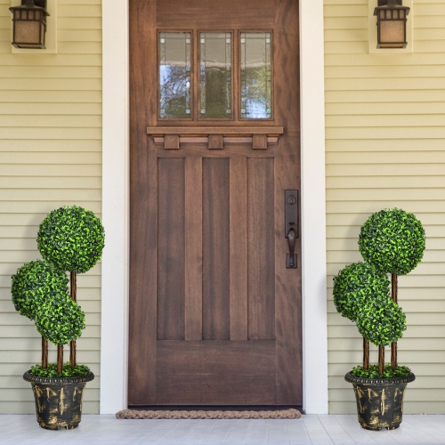 Topbuy 36" Artificial Topiary Three Ball Tree Decorative Trees Fake Greenery Plants Indoor&Outdoor