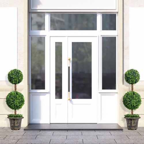 Topbuy Artificial Topiary Tree Fake Green Plants with Pots Double Ball Tree Decorative Trees for Home Office
