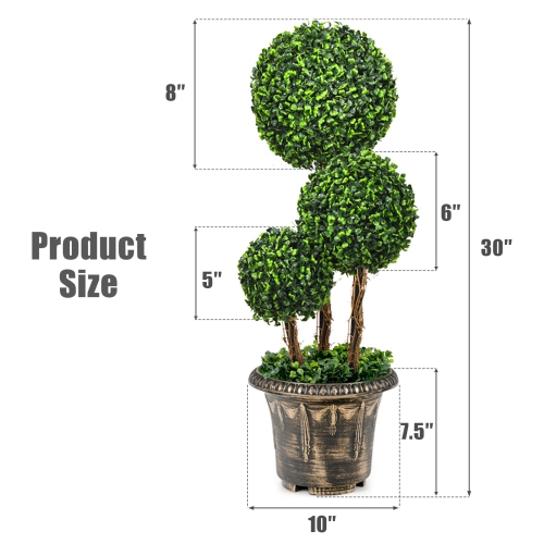 Topbuy 30" Artificial Topiary Three Ball Tree Decorative Trees Fake Greenery Plants Indoor&Outdoor