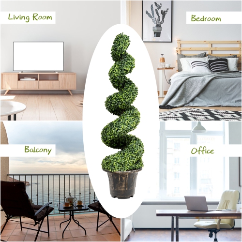 TopBuy – décoration pour la maison en buis de 4 pi, arbre en spirale artificiel vert