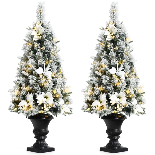 Topbuy 4ft Artificial Christmas Tree Pre-lit Entrance Tree Xmas Tree w/ 100 Warm White LED Lights