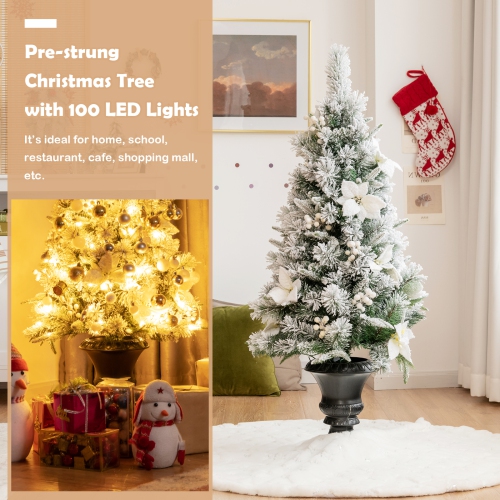 Topbuy 4ft Artificial Christmas Tree Pre-lit Entrance Tree Xmas Tree w/ 100 Warm White LED Lights