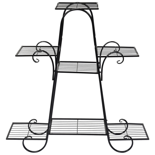 Topbuy 7-Tier Plant Stand Metal Plant Shelf Multi-layer Potted Planters Display Rack Black