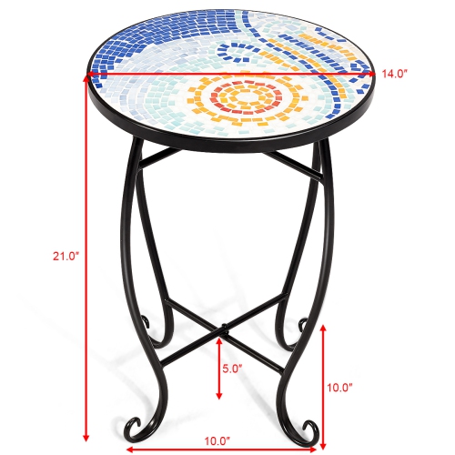 Topbuy Outdoor Plant Stand Top Round Accent Steel Table Garden