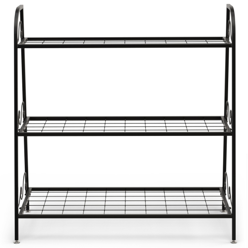Topbuy Metal Plant Stand 3-Tier Potted Holder Ladder-Shapped Storage Rack Shelf Shoe Rack for Outdoor Indoor Use