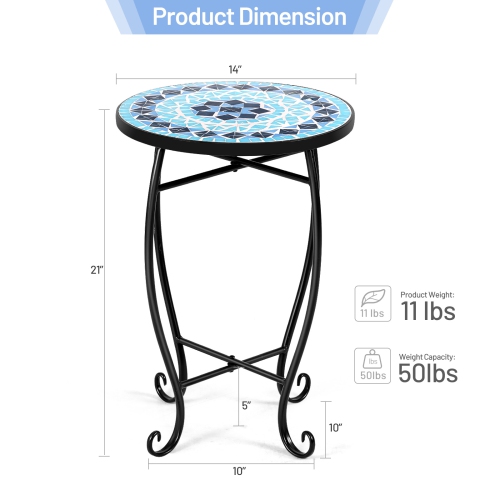 Topbuy Outdoor Plant Stand Top Round Accent Steel Table Garden