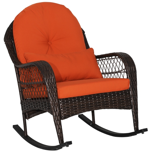 Topbuy Patio Garden Wicker Rattan Rocking Chair Furniture w/ Cushion