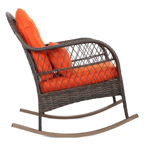 Topbuy Patio Garden Wicker Rattan Rocking Chair Furniture w/ Cushion