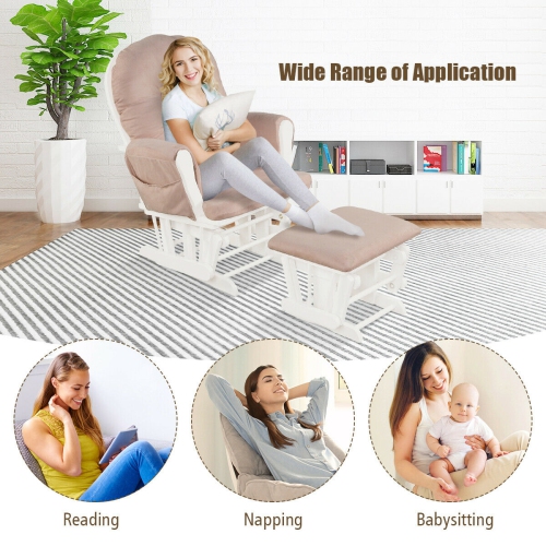 Topbuy Rocking Chair Baby Nursery Chair Glider with Ottoman &Storage Pocket