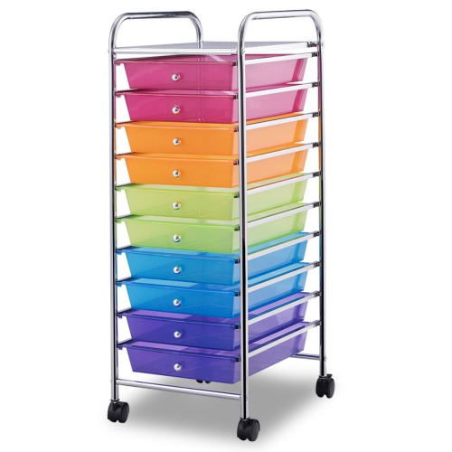 TopBuy – Chariot de rangement à roulettes pour papier de collimage à 10 tiroirs, bureau à la maison