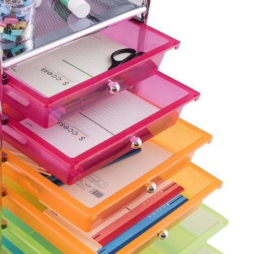 TopBuy – Chariot de rangement à roulettes pour papier de collimage à 10 tiroirs, bureau à la maison