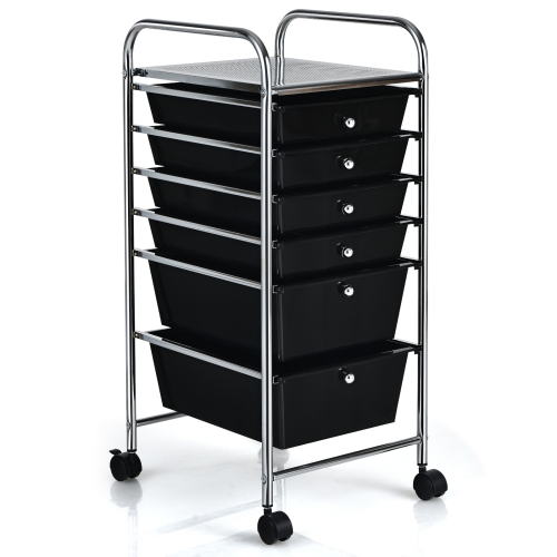Topbuy 6 Drawer Scrapbook Paper Organizer Rolling Storage Cart for Office School Black