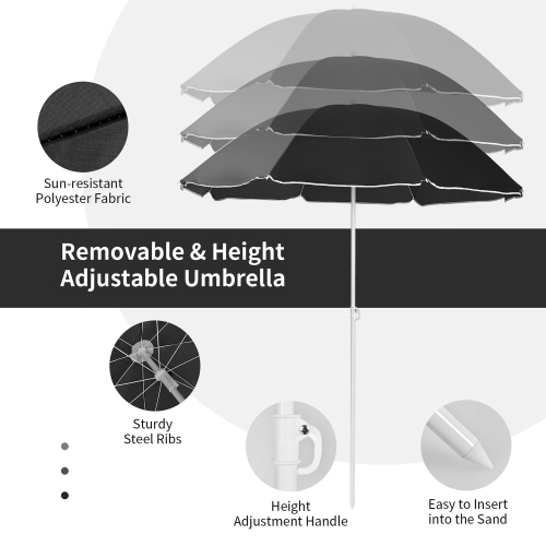 Chaise de pique-nique pliable portative double avec table-parapluie et glacière de Costway pour le camping sur la plage