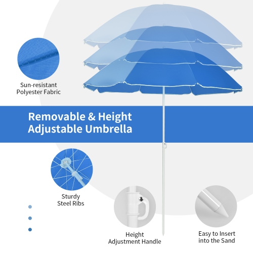 Chaise de pique-nique pliable portative double avec table-parapluie et glacière de Costway pour le camping sur la plage
