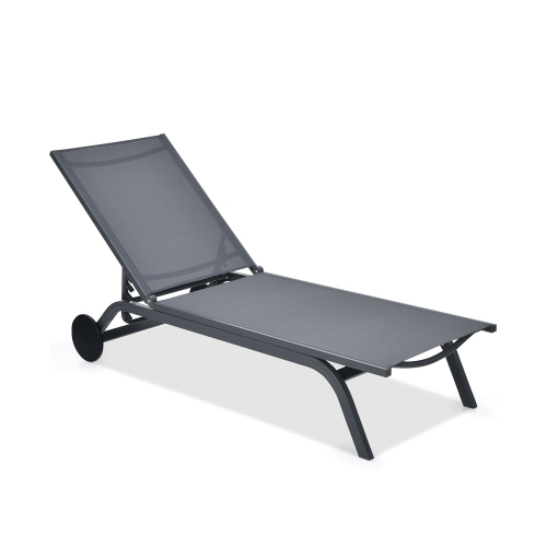 Costway Outdoor Patio Lounge Chair Chaise Reclining Aluminum Fabric Adjustable