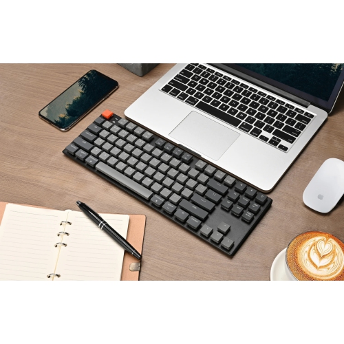 Keychron K1 V2 White LED Wireless Low Profile Mechanical Gaming Keyboard – TKL Layout, Gateron Blue Switches – Compatible with Windows, macOS &