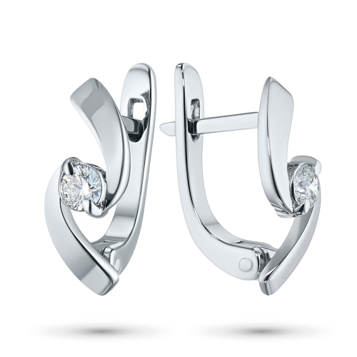 18kt White Gold By Pass Earrings With Diamonds