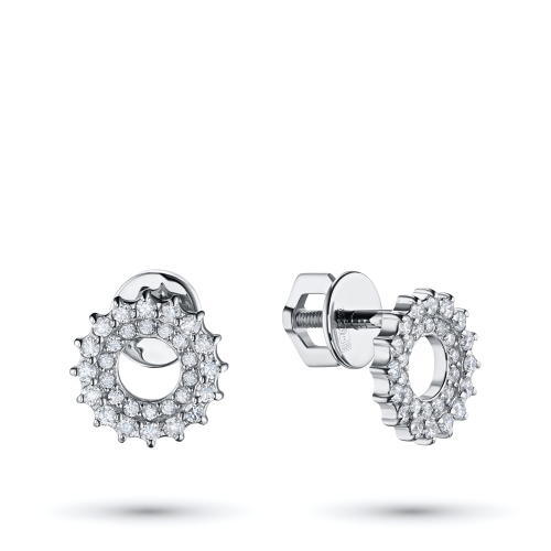 30 Diamonds Set in 14kt White Gold Circle Stud Earrings