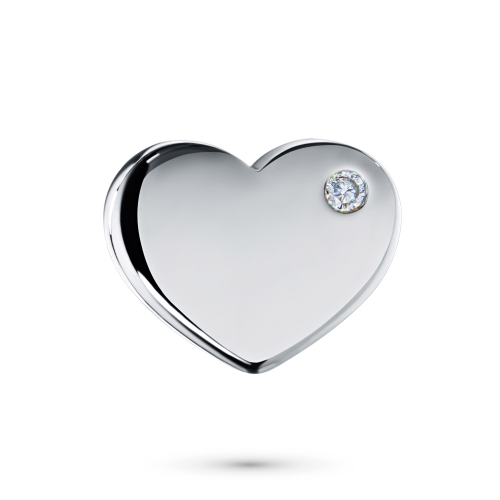 Heart Shape 22kt Silver Charm Pendant With Diamond