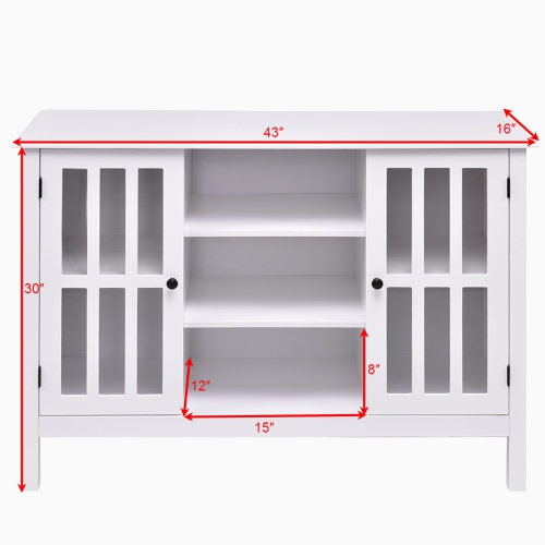 Topbuy Wood TV Stand Free Standing Storage Console Cabinet For 50"TV White