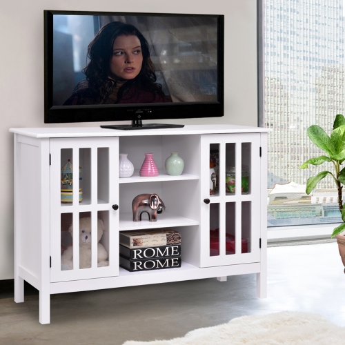 Topbuy Wood TV Stand Free Standing Storage Console Cabinet For 50"TV White