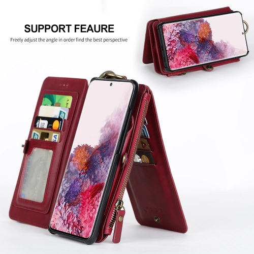 Genuine FLOVEME Handmade Leather Removable Zipper Wallet Case Cover Handbag with 16 Card Holders for iPhone 12 and 12 Pro - Free Shipping