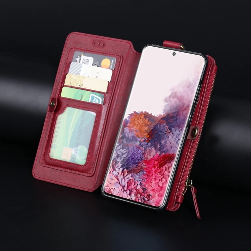 Genuine FLOVEME Handmade Leather Removable Zipper Wallet Case Cover Handbag with 16 Card Holders for iPhone 12 and 12 Pro - Free Shipping