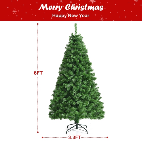 Costway 6ft Pre-lit Fiber Optic PVC Artificial Christmas Tree w/ 617 Branch Tips