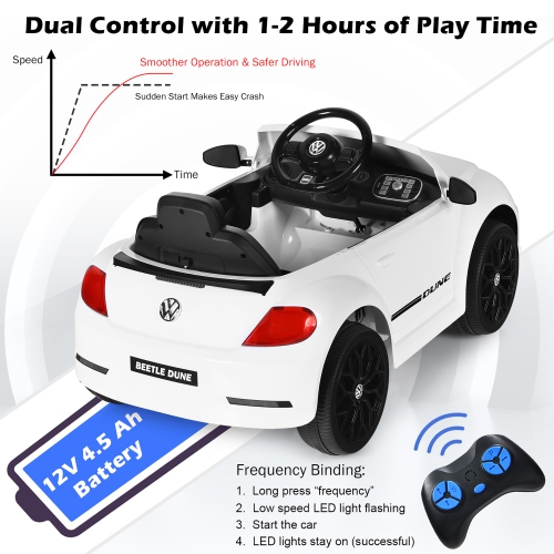 Costway 12V Kids Ride On Car Licensed Volkswagen Beetle w/ Remote Control & Music