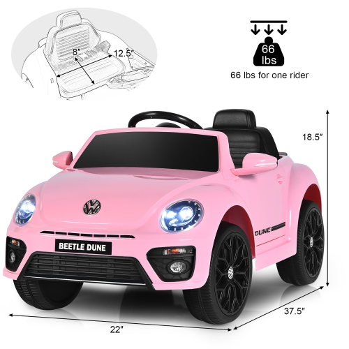 Costway 12V Kids Ride On Car Licensed Volkswagen Beetle w/ Remote Control & Music