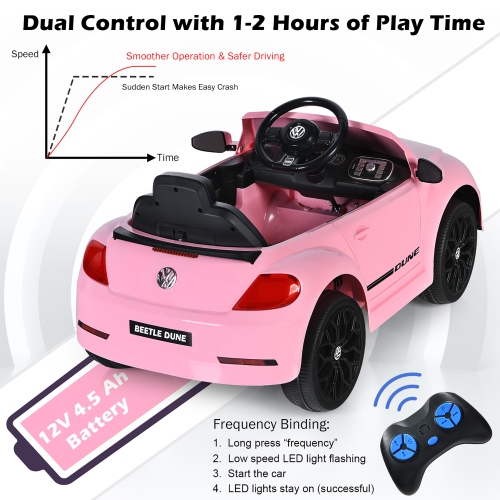 Costway 12V Kids Ride On Car Licensed Volkswagen Beetle w/ Remote Control & Music