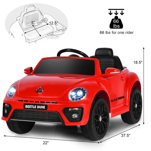 Costway 12V Kids Ride On Car Licensed Volkswagen Beetle w/ Remote Control & Music