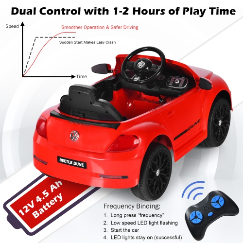 Costway 12V Kids Ride On Car Licensed Volkswagen Beetle w/ Remote Control & Music