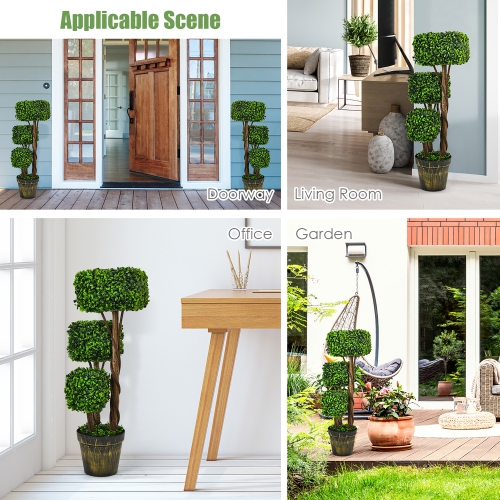 Costway 36" Artificial Boxwood Topiary Tree UV Protected Indoor Outdoor Decor