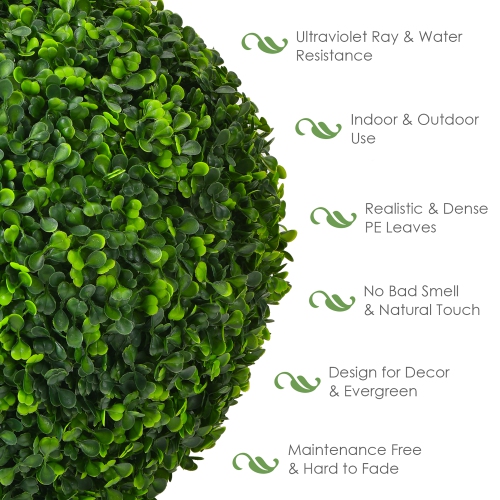 Costway 2 PCS 15.7" Artificial Boxwood Topiary Balls UV Protected Indoor Outdoor