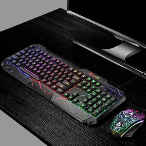 Ensemble clavier et souris de jeu SAMA, clavier et souris de jeu USB à rétroéclairage coloré Crack