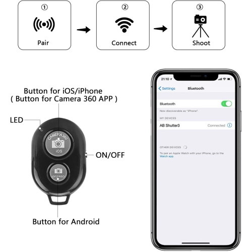 Trépied de table léger pour iPhone avec support de téléphone/télécommande Bluetooth/support GoPro, trépied de 106,7 cm pour téléphone