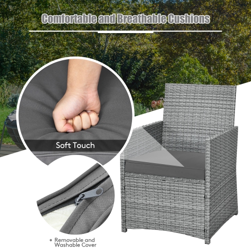 Ensemble de meubles de patio en rotin 3PCS de Costway avec accoudoir et accoudoir rembourrés