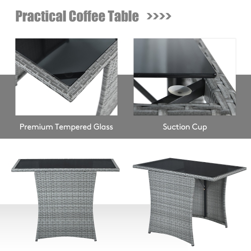 Ensemble de meubles de patio en rotin 3PCS de Costway avec accoudoir et accoudoir rembourrés