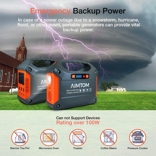 42000mAh/110V/100W AC Outlet/3X 12V DC/3X USB Output Portable Power Generators 155Wh Emergency Power Station Supply/Backup pack with Y cable and Flashlights for CPAP/Home/Travel/Camping/Outdoors 