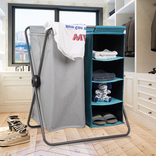 Panier à linge 3 en 1 X-Frame, panier à linge pliable avec support amovible de stockage à 4 couches pour salle de bain chambre