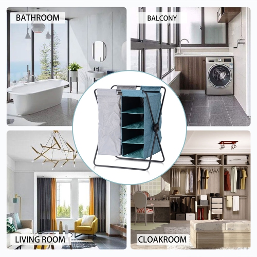 Panier à linge 3 en 1 X-Frame, panier à linge pliable avec support amovible de stockage à 4 couches pour salle de bain chambre