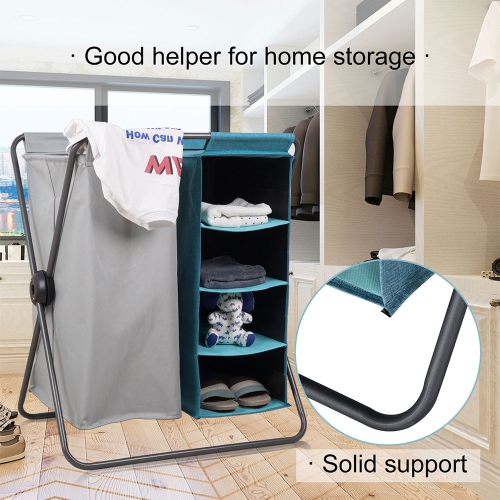 Panier à linge 3 en 1 X-Frame, panier à linge pliable avec support amovible de stockage à 4 couches pour salle de bain chambre