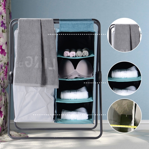 Panier à linge 3 en 1 X-Frame, panier à linge pliable avec support amovible de stockage à 4 couches pour salle de bain chambre